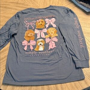 Simply Southern Grey Long Sleeve Shirt with Dog Design